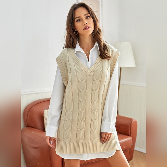 Cable Knit Sweater Vest Without Blouse - Picture 4 of 5